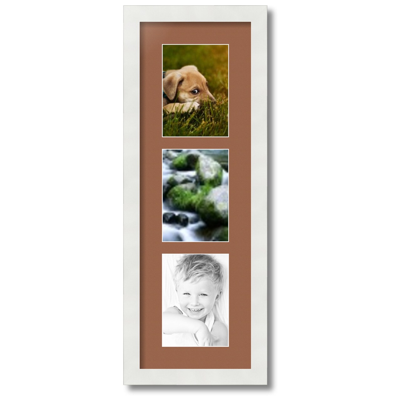 ArtToFrames Collage Photo Picture Frame with 3 - 5x7 inch Openings, Framed in White with Over 62 Mat Color Options and Plexi Glass (CSM-3966-138)